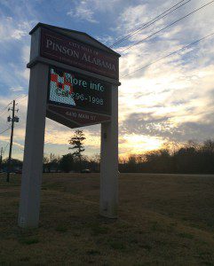The sign outside Pinson City Hall photo by Gary Lloyd