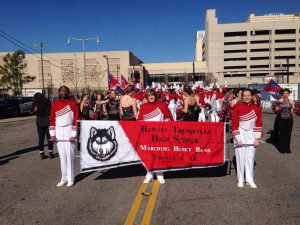 A scene from Gov. Robert Bentley's inauguration parade in Montgomery in January, in which the Hewitt-Trussville High School Marching Husky Band performed photo courtesy of the Hewitt-Trussville Band Twitter account