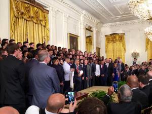 Jaime and Ethan Melton of Trussville were on hand as President Barack Obama greeted Coach Nick Saban and the University of Alabama football team. Submitted photo