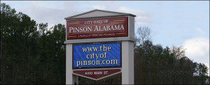 The city of Pinson sign outside Pinson City Hall photo courtesy of www.thecityofpinson.com