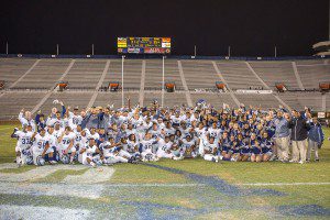The Clay-Chalkville varsity football team poses for a photo after defeating Saraland 36-31 on Dec. 5 in Jordan-Hare Stadium for the Class 6A state championship. file photo by Ron Burkett