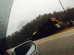 The bus that overturned in Pinson photo courtesy of Zoe Painter