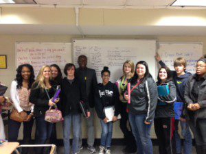 James Bowen with Jennifer Moore’s creative writing class submitted photo