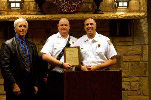 From left are Raymond Best, Firefighter of the Year Capt. Keith McLaughlin and Lt. Billy Jackson. photo courtesy of Cindy Jones