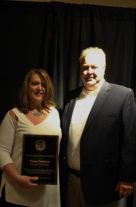 Megan Patterson and banquet awards sponsor Monty Reed photo courtesy of Diane Poole