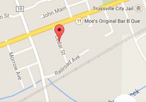 This map shows where Railroad Avenue intersects with Cedar Street in downtown Trussville. photo courtesy of Google Maps