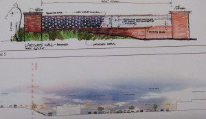 Elevation from Hwy. 11 and wall design for Hwy. 11.