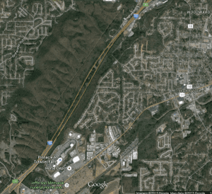 A Google Maps shot of the area of I-59 from Chalkville Rd. to Edwards Lake Rd. where ALDOT plans to re-surface.