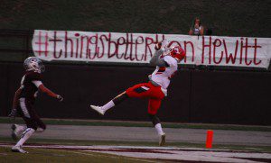 Hewitt-Trussville WR Noah Igbonoghene scored from 40 and 72 yards out at Gardendale on Friday night. photo by Kristi Slawson