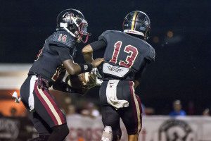 Quarterback Jackie Matthews (14), receiver Keimon Norman (13) and Pinson Valley get back to Region 6 play this week following a statement road win. Photo by Ron Burkett 