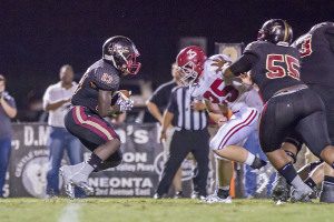 Pinson Valley running back Torrey Hendrix is considered questionable for the Indians’ first round game at Austin. Photo by Ron Burkett  