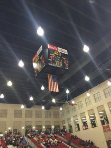 The scoreboard at Bryant Bank Arena following Hewitt-Trussville's win over Clay-Chalkville on Monday night. photo courtesy of the Hewitt Athletics Twitter page