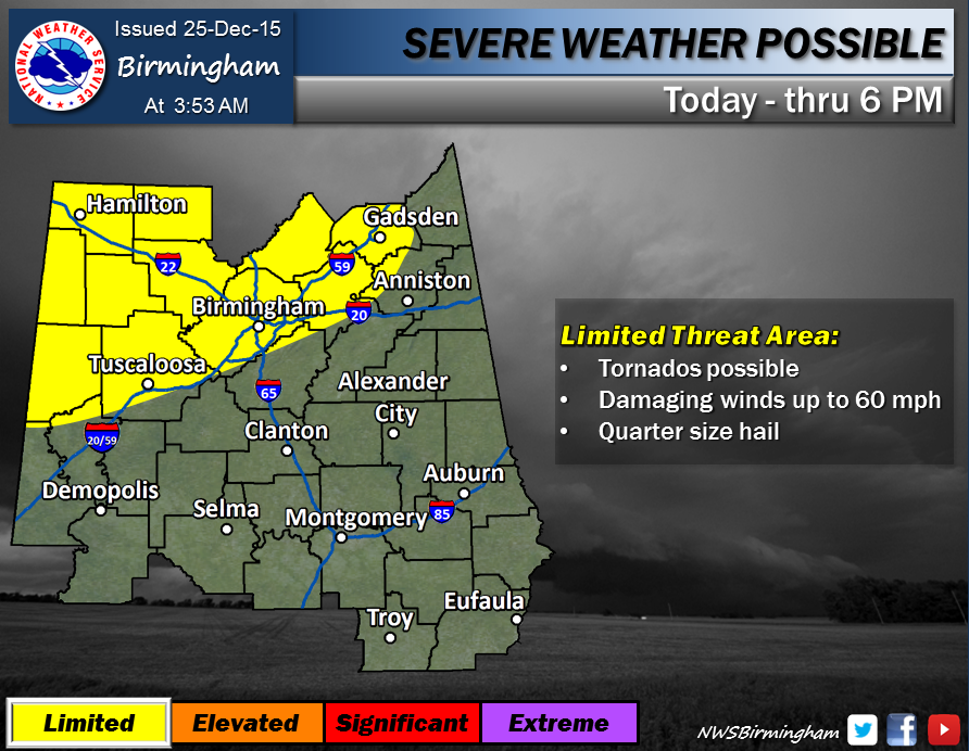 Weather update: Severe weather possible on Christmas Day