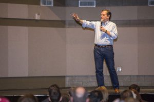 Ted Cruz speaking to a capacity crowd in the Trussville Civic Center. Photo by Ron Burkett 