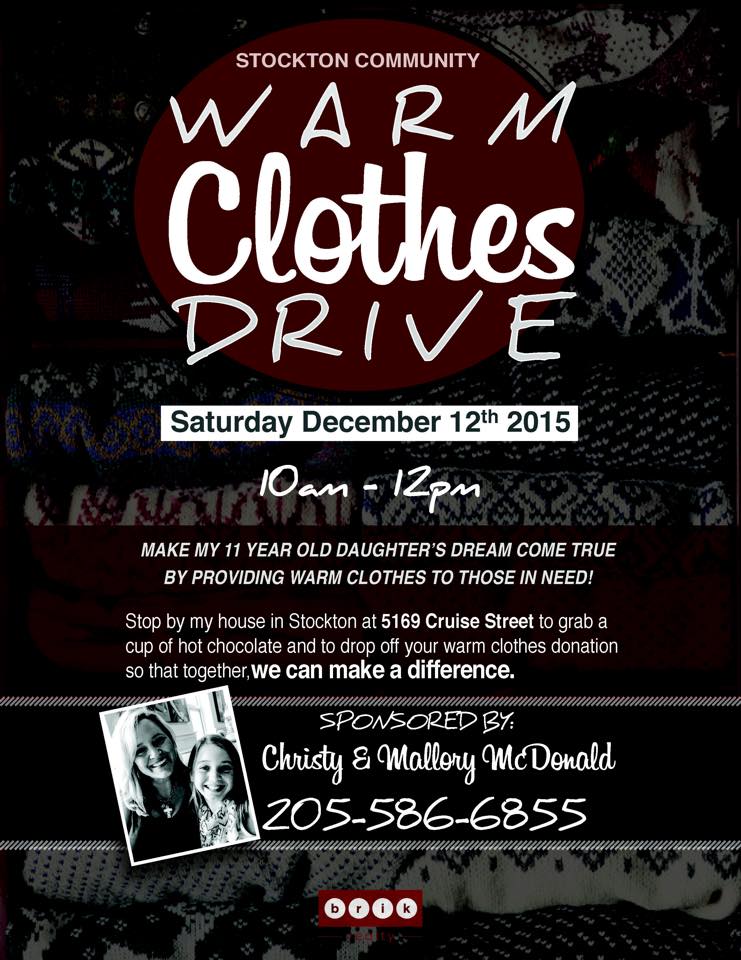 Warm Clothes Drive set for Saturday