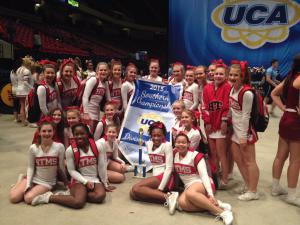 The HTMS cheerleaders following their second championship in as many months. submitted photo