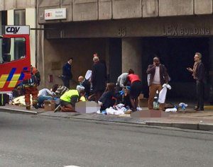 Brussels terrorist attack kills 28 at airport, subway. Photo via @SkyNews Twitter