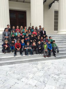 The fourth grade class of Paine Intermediate visits with Sen. Shay Shelnutt and Rep. Danny Garrett in Montgomery. Submitted photo
