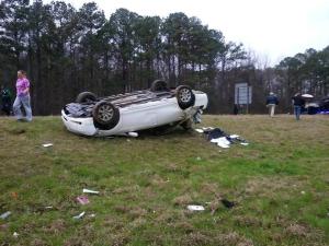 !-65 rollover ejects 3, sends 5 Montgomery public school children to hospital. Phot via @WBRCnews /Twitter