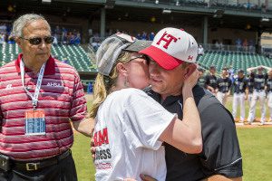 Head coach Jeff Mauldin shares the moment with his wife, Chrissy. Photo by Ron Burkett/The Trussville Tribune