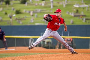 Carson Skipper powered through all seven innings to lead the Huskies over Auburn. Photo by Ron Burkett/The Trussville Tribune