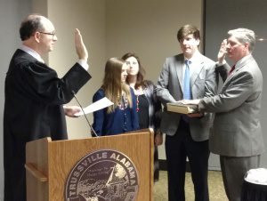 Councilman Brian Plant is sworn in to his fifth term as a Trussville City Councilman.