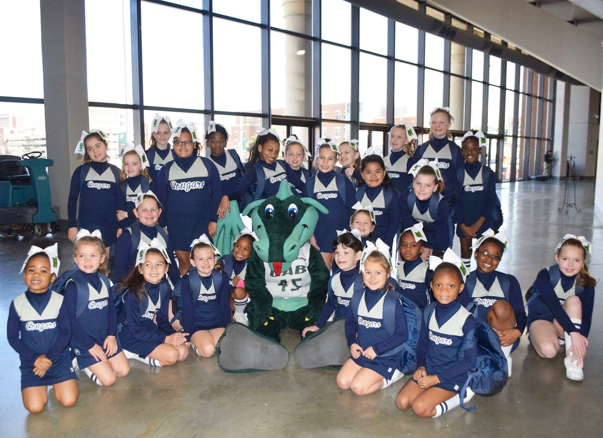 Clay youth cheerleaders perform at UAB basketball game