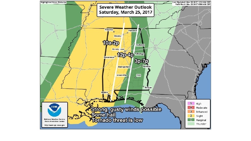 Possible storms coming to Central, Eastern Alabama this afternoon