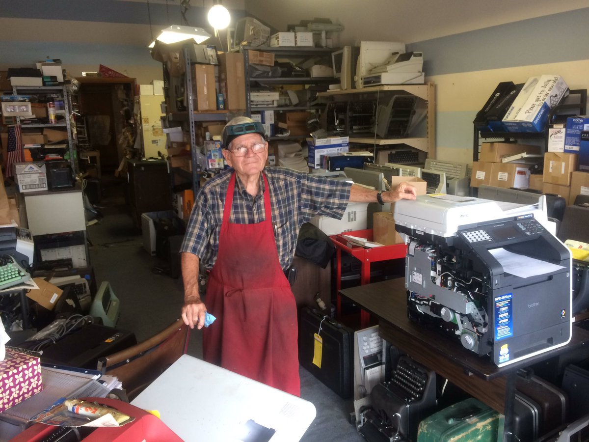 Typewriter repair business owner temporarily trapped after truck strikes shop entrance