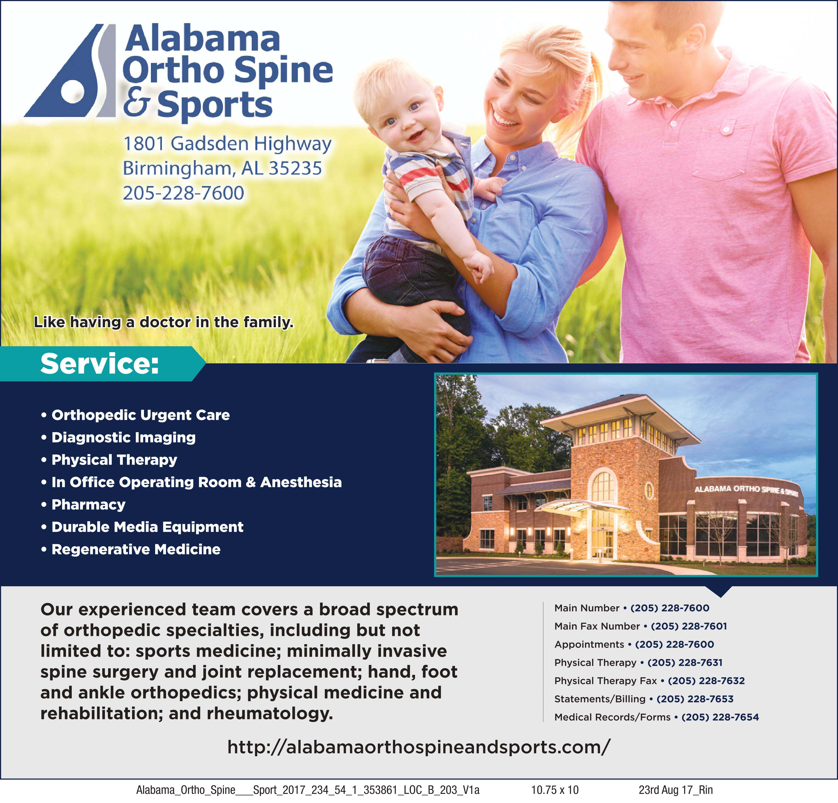 Alabama Ortho Spine & Sports committed to treating musculoskeletal conditions