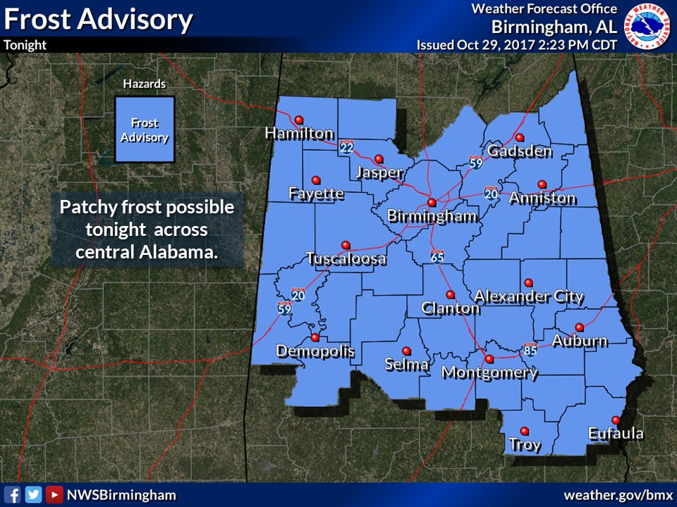 Frost advisory issued for Monday
