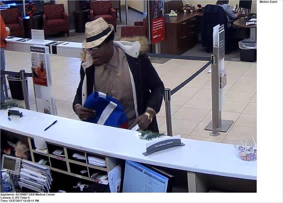 Birmingham police looking for bank robbery suspect