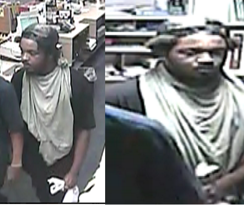 Bandit wearing a green sheet around his neck robs CVS, police request assistance in identifying him