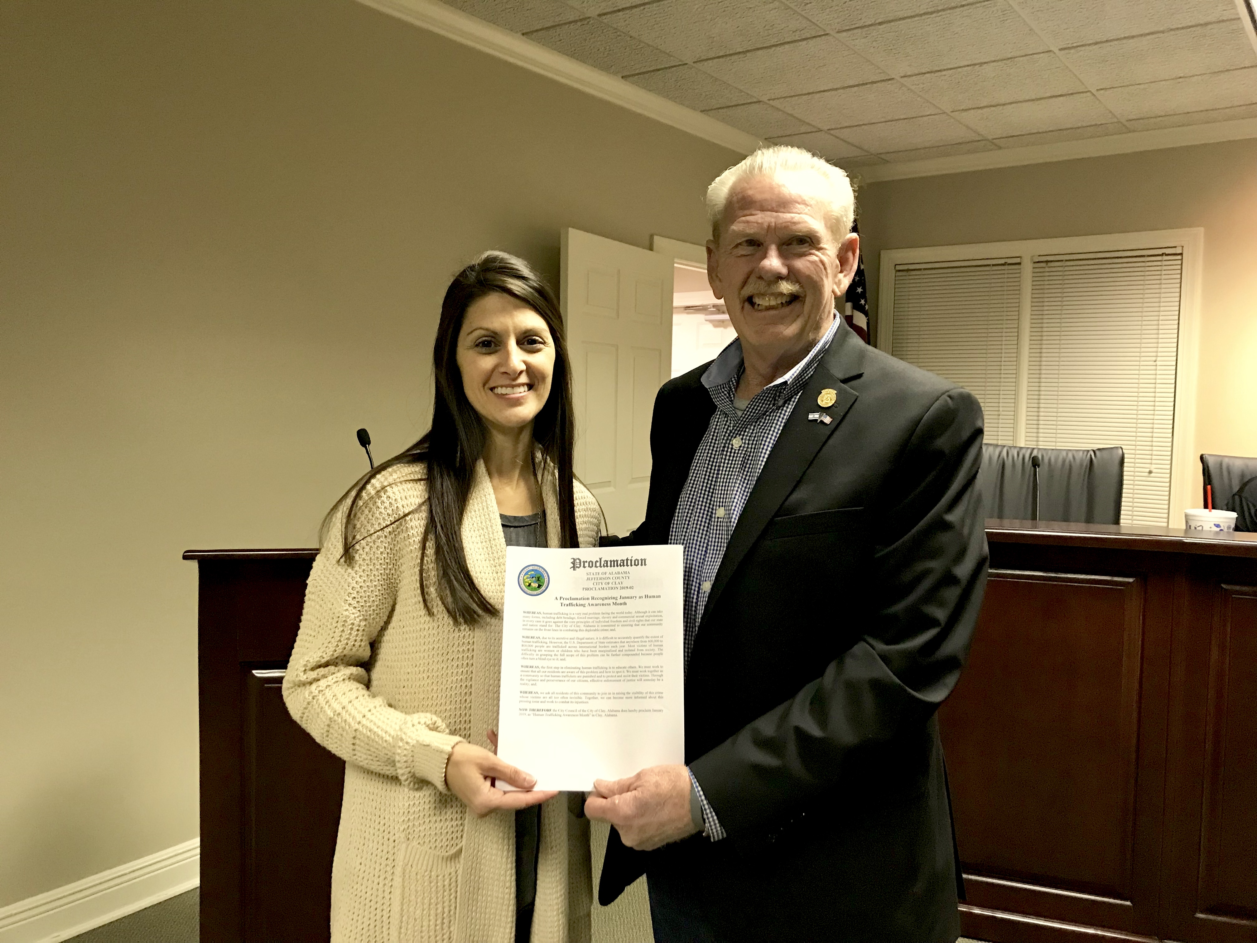 Clay Council approves proclamations declaring Mike Hale Day, Human Trafficking Awareness Month