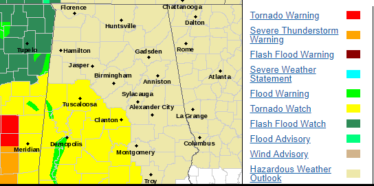 NWS issues tornado watch for 12 counties