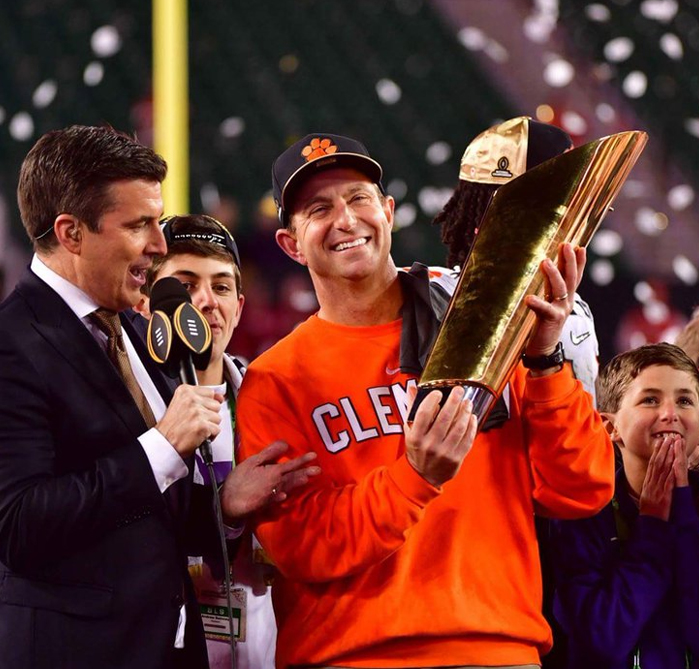 College football's friendly face: Tigers' Swinney out front