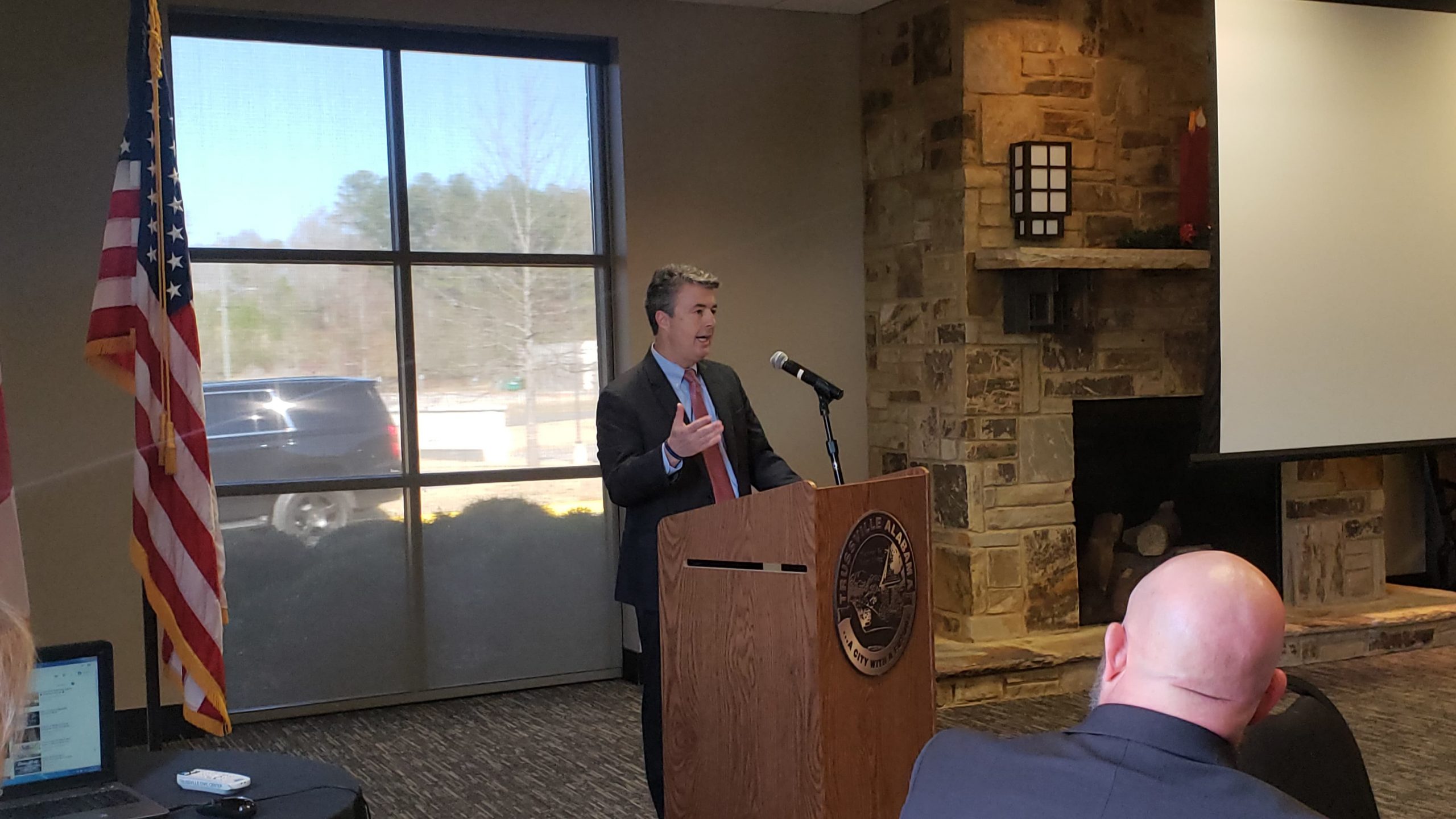 Attorney General Steve Marshall speaks to Trussville Area Chamber of Commerce