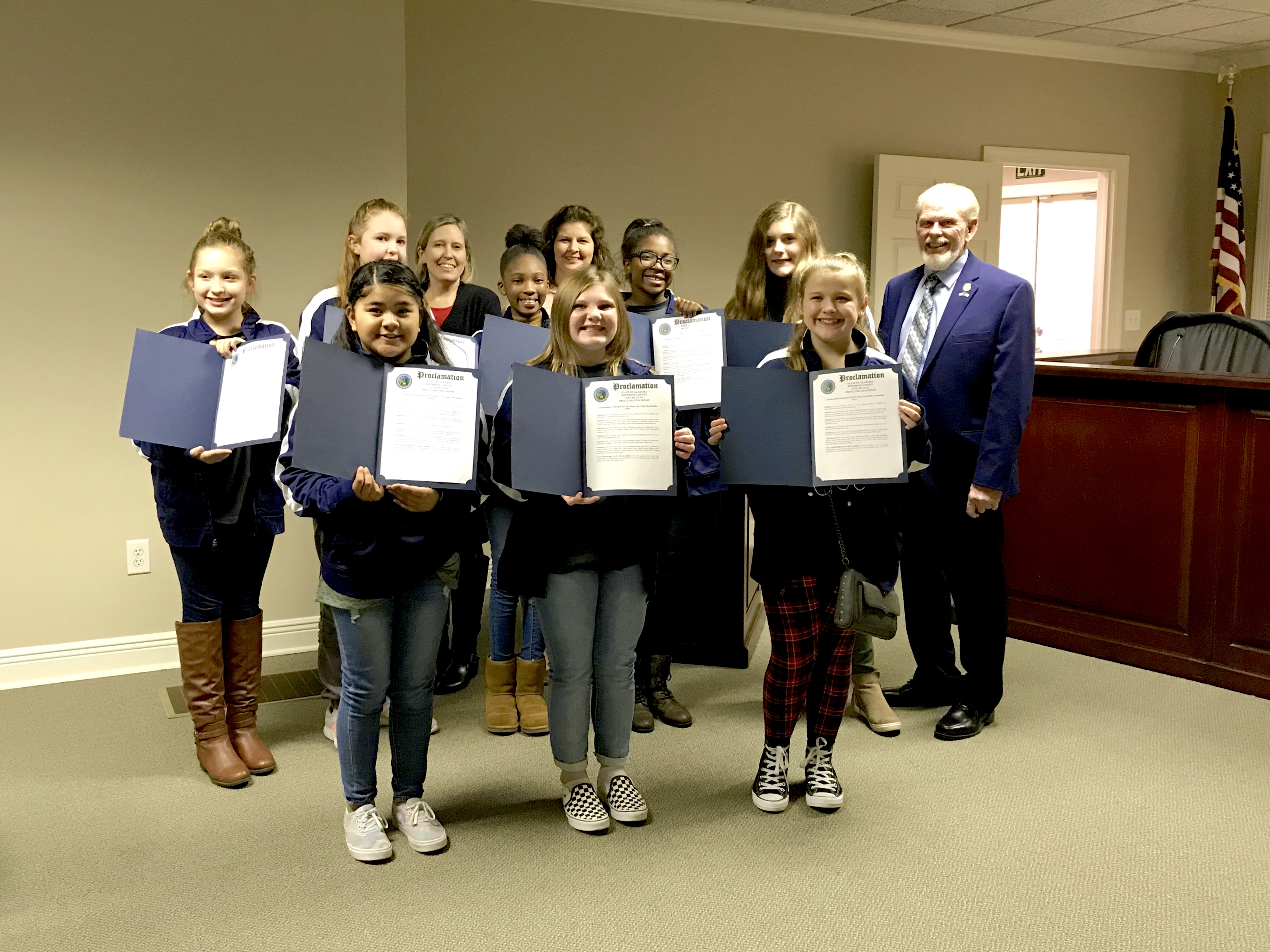 Clay Council recognizes 2019 Senior Clay Youth Cheerleading Squad