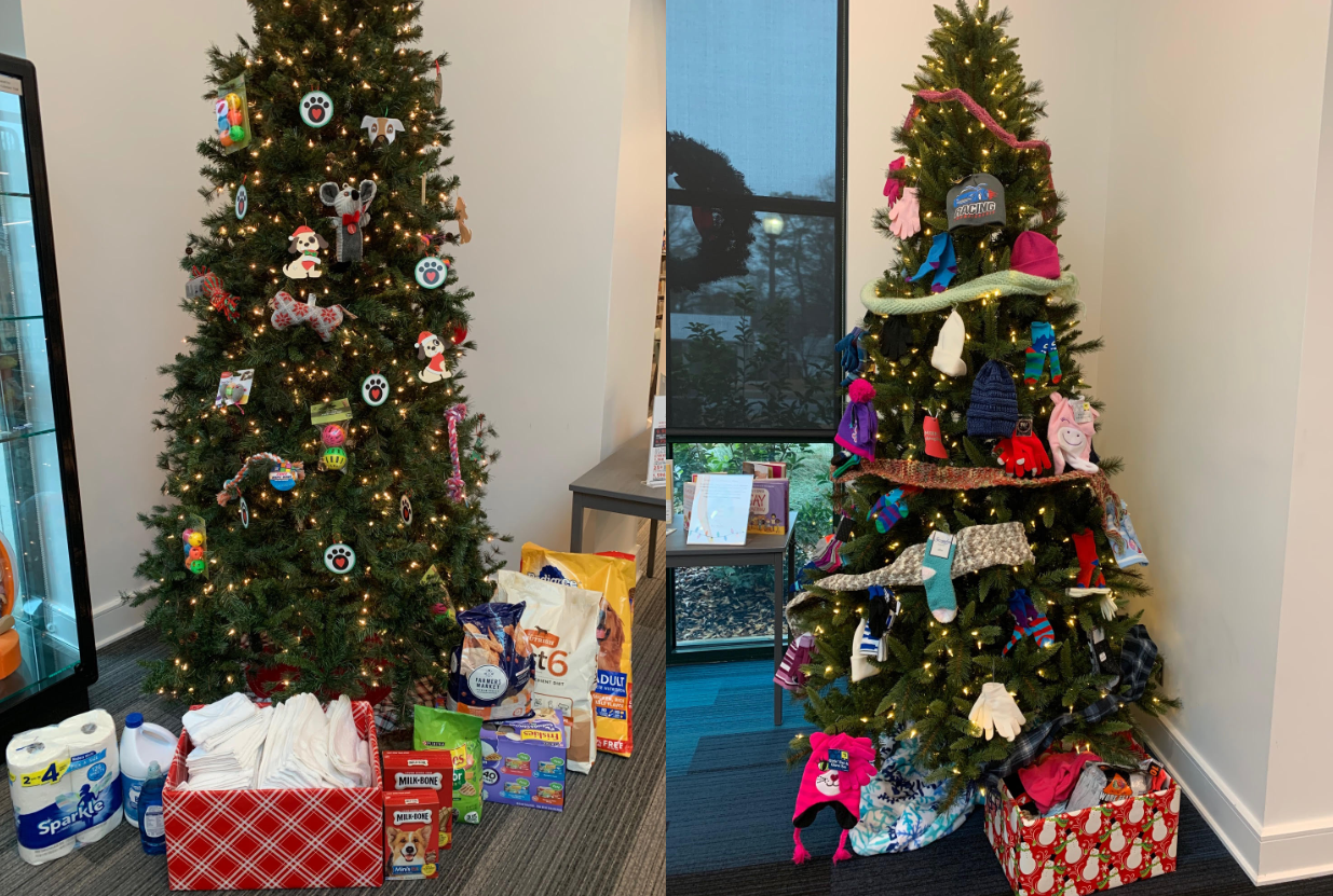 Community trees for donations at Trussville Public Library