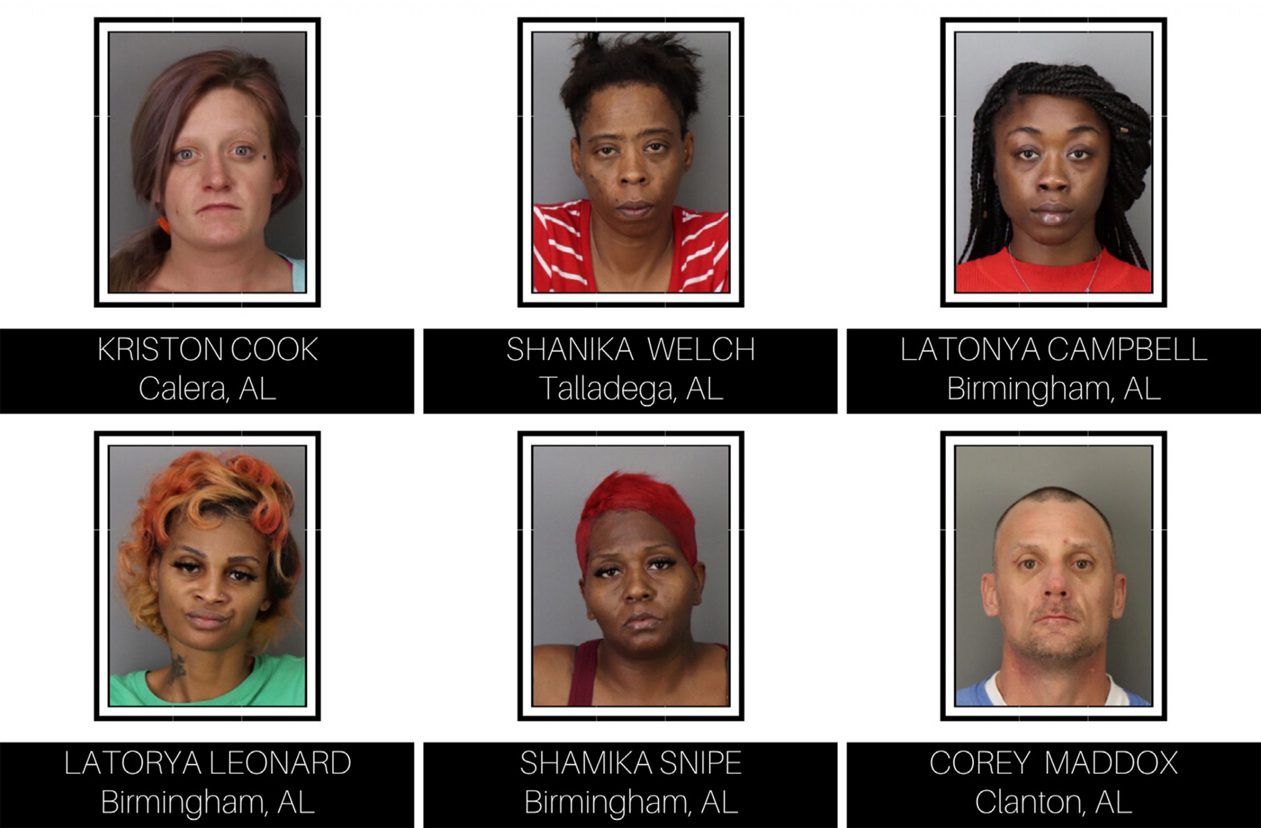 Trussville Police Department arrests 6 people charged with shoplifting