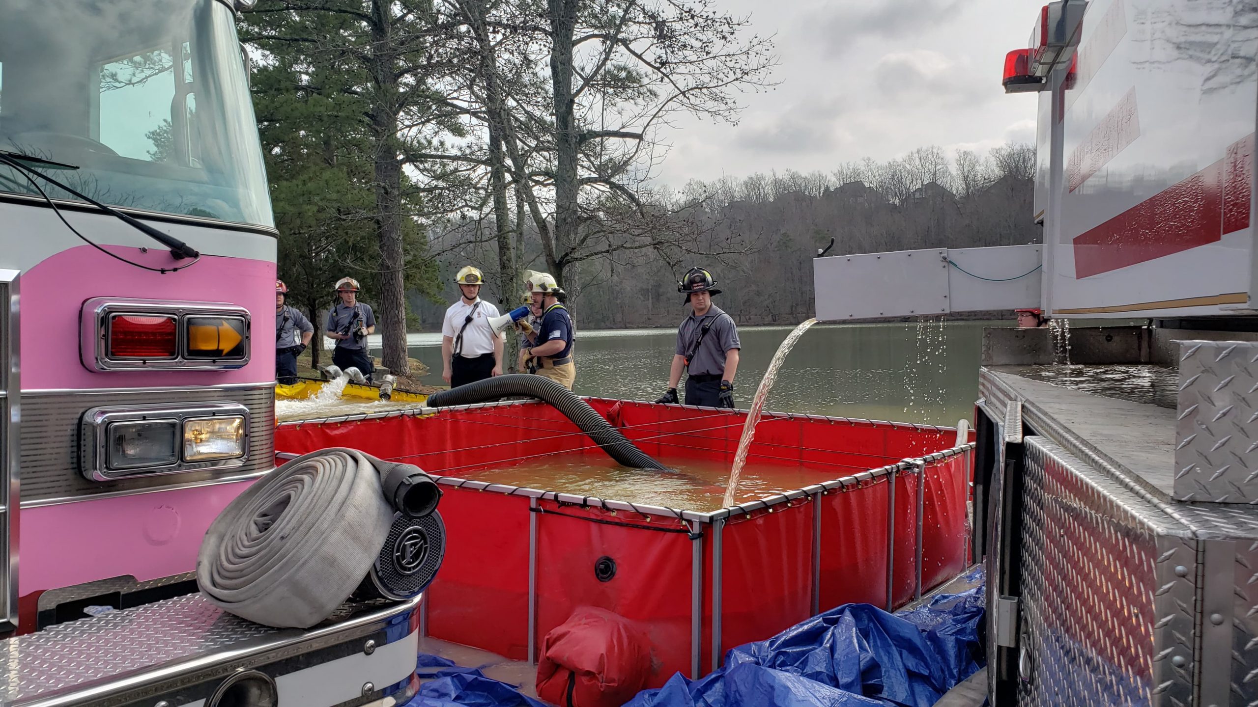 Center Point, Trussville, Pine Mountain fire departments conduct water-fire training at Cosby Lake