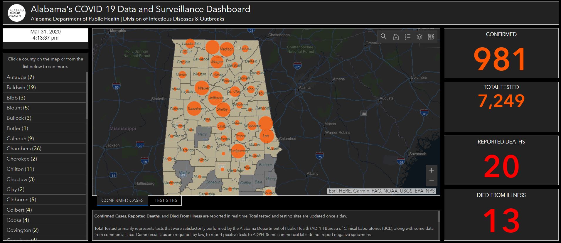 Alabama Dept. of Public Health adds feature to count 'reported deaths' to website