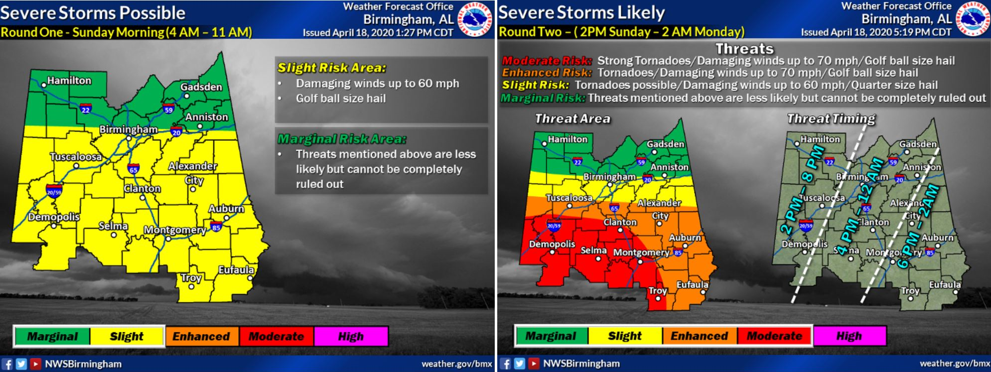 NWS: 2 rounds of storms expected Sunday, threat includes hail, flooding and possible tornadoes