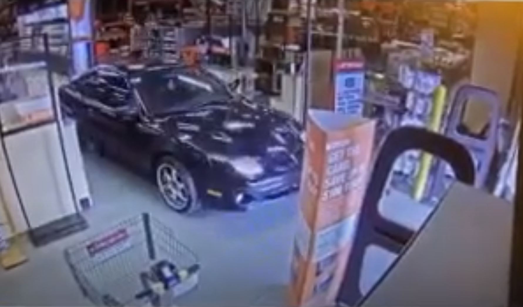 Video released from inside Home Depot showing woman driving through doors
