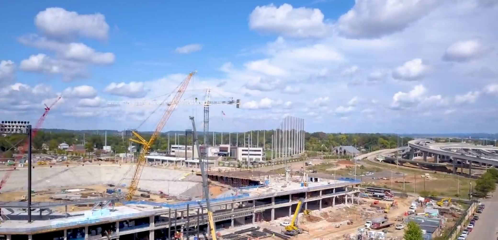 Aerial video shows progress at Protective Stadium