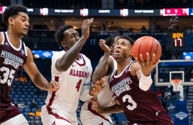 Top-seeded Alabama blows out Mississippi State 85-48 in SEC quarters