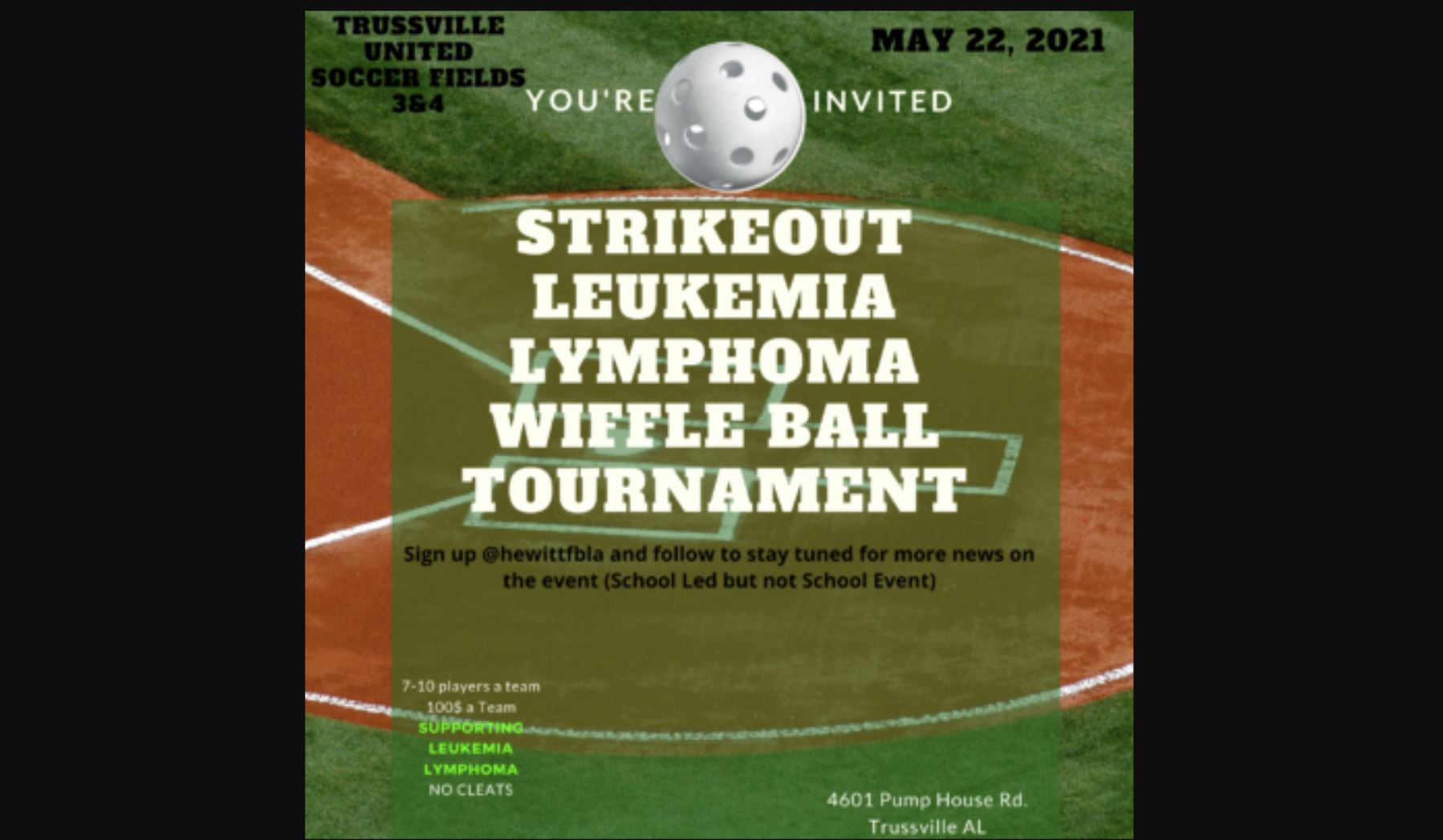 Hewitt FBLA supporting Trussville teen's campaign for LLS Student of the Year with benefit tournament