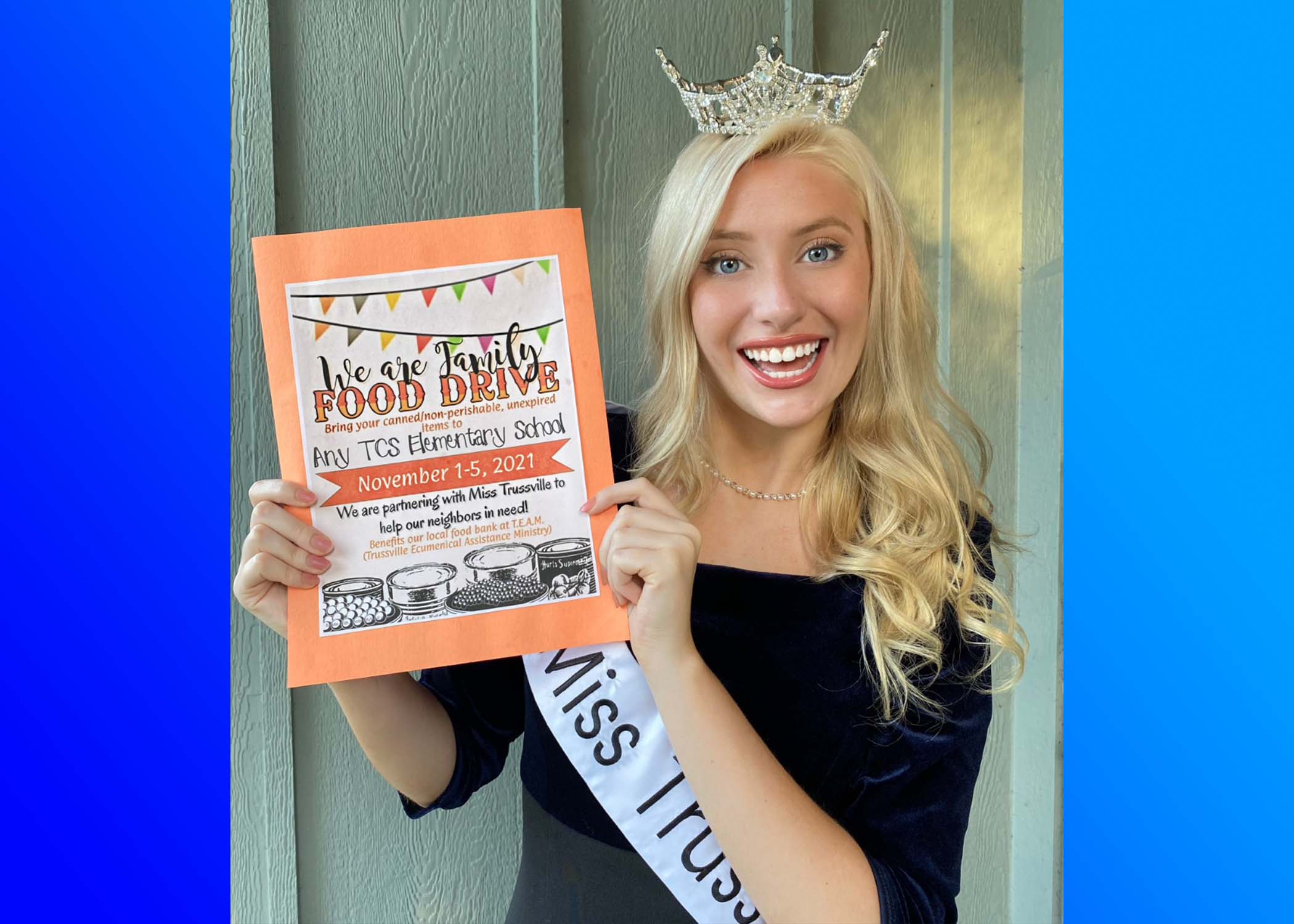 Miss Trussville joins with local food drive to help needy families