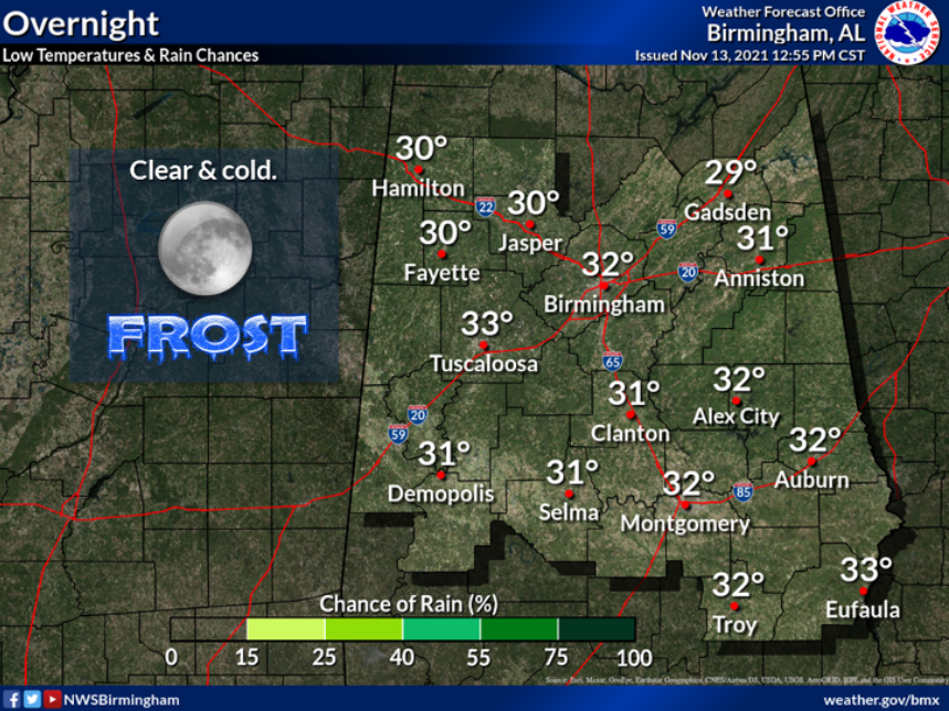 National Weather Service issues frost and freeze warning