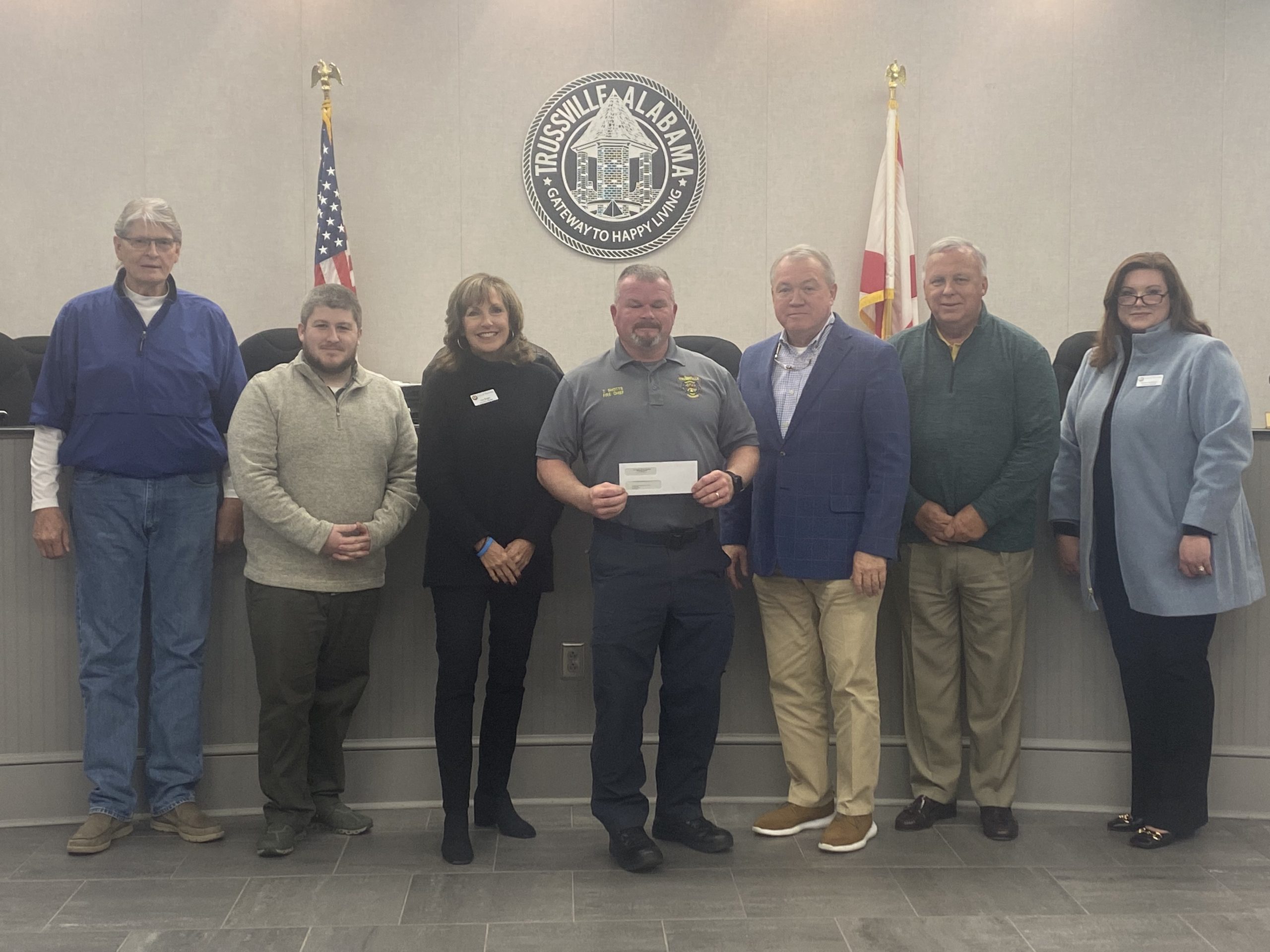 Trussville City Council presents check to Trussville Fire Department’s ‘Christmas for Kids’ program